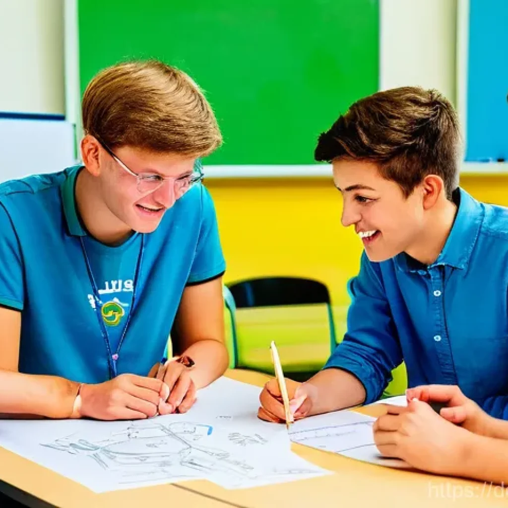 청소년지도사와 청소년 진로캠프 운영 - **Image Prompt: Interactive Career Exploration at a German Youth Camp**
    A group of diverse Germa...