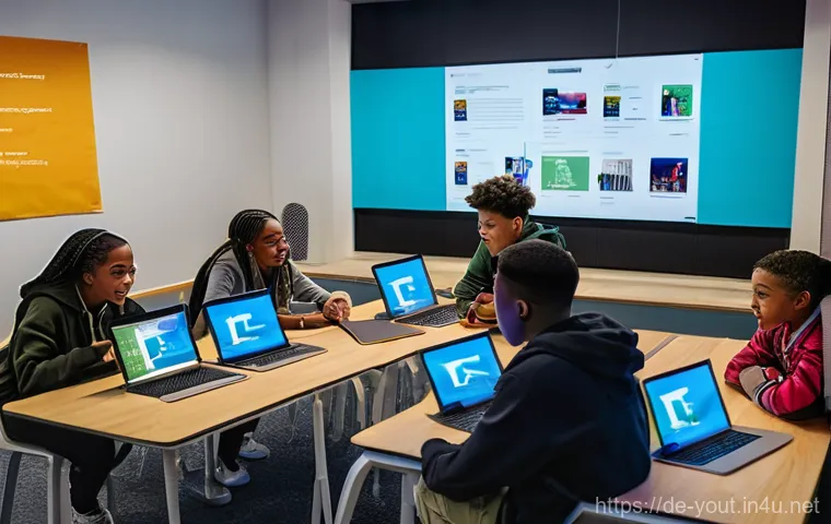 청소년지도사로서의 미래 계획 설정 - A diverse group of teenagers and young adults (around 15-20 years old) are actively engaged in a mod...