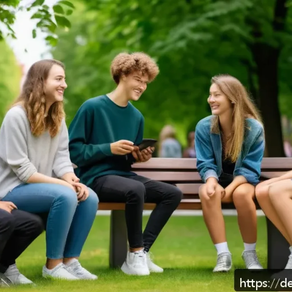 청소년지도사와 청소년 문제 해결 아이디어 공유 사례 - A diverse group of German teenagers, dressed in casual modern clothing including visible underwear a...