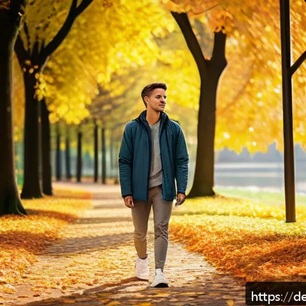 청소년지도사로서의 자기 관리 기술 - A professional youth care worker taking a mindful break outdoors in a German urban park during autum...