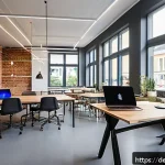 Home 18 청소년지도사와 청소년 자립 지원 프로그램 - A modern co-working space in a German city filled with young entrepreneurs collaborating on startup ...